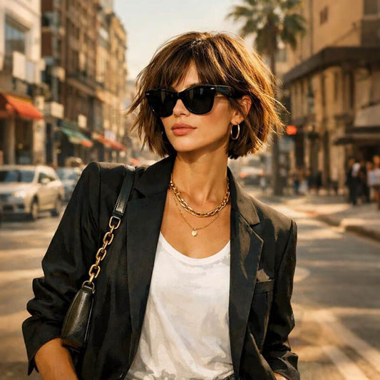 Short Pixie Cut Wear and Go Wigs Brown Bob Wigs with Bangs Glueless Human Hair Wigs