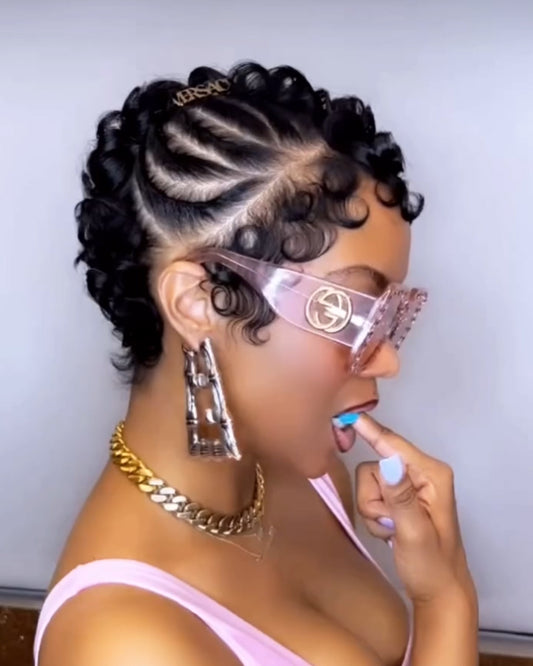 Pixie wig curly Black 100% human hair Glueless