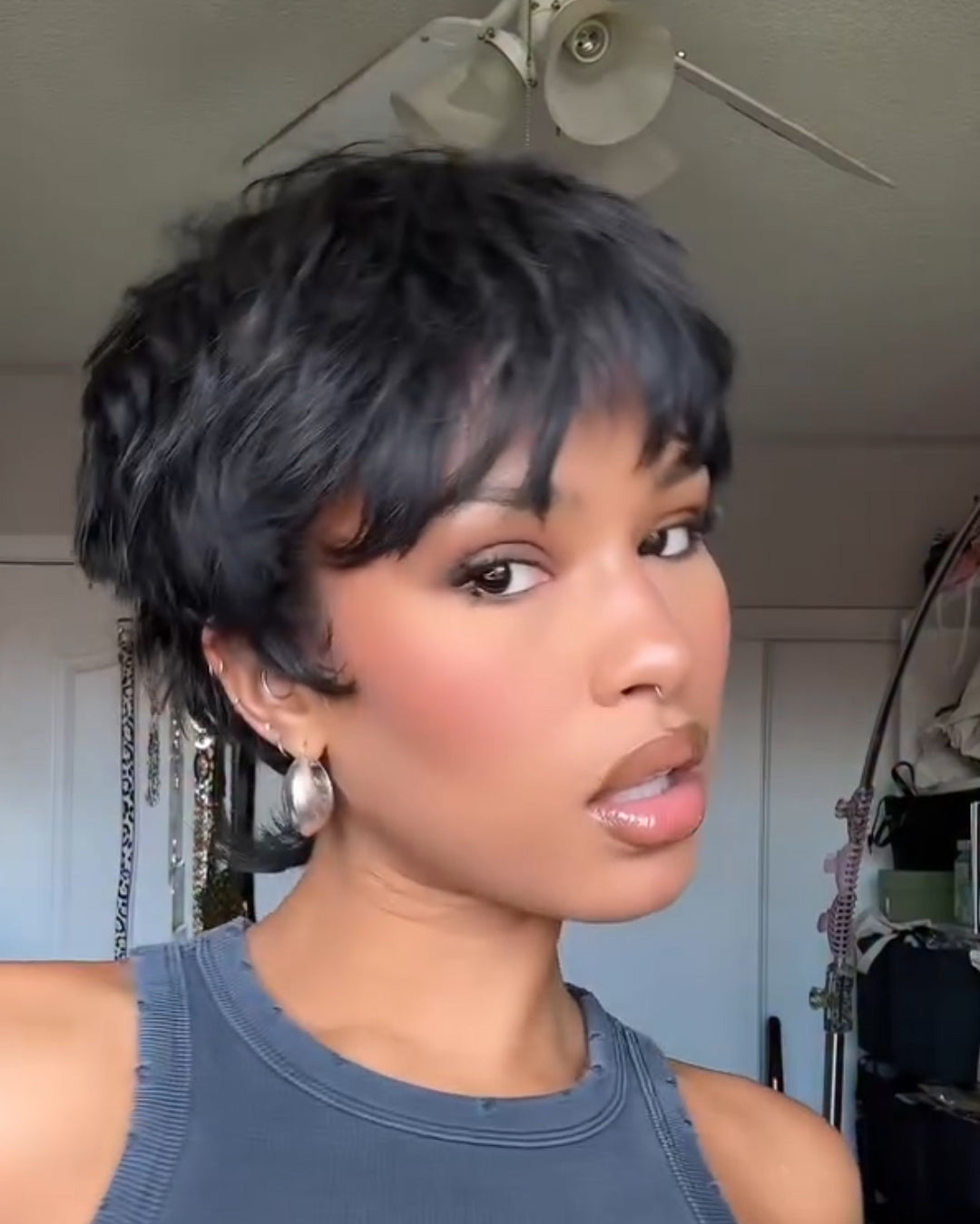 Natural Black Short Pixie Wig