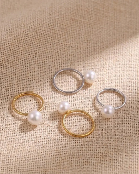 Adjustable 10-10.5mm White Pearl Ring, Genuine Large Freshwater Pearl Jewelry