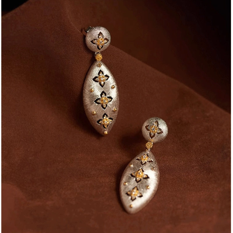 The Vintage Brushed Silk Marquise Drop Earrings