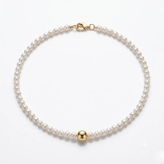Genuine 3-3.5mm Pearl Choker in 18K Solid Gold, Luxury Fine Jewelry Gift