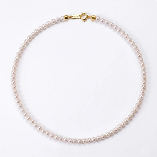 Skinny Pearl Necklace 18K Solid Gold 2-2.5mm Freshwater Pearl Choker