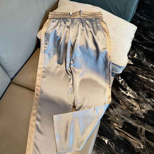 Silky satin cool casual pants
