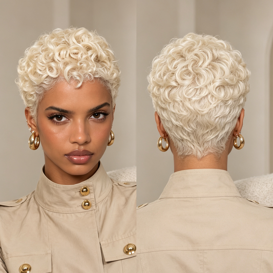 #60 Finger Wave Pixie Cut Wig