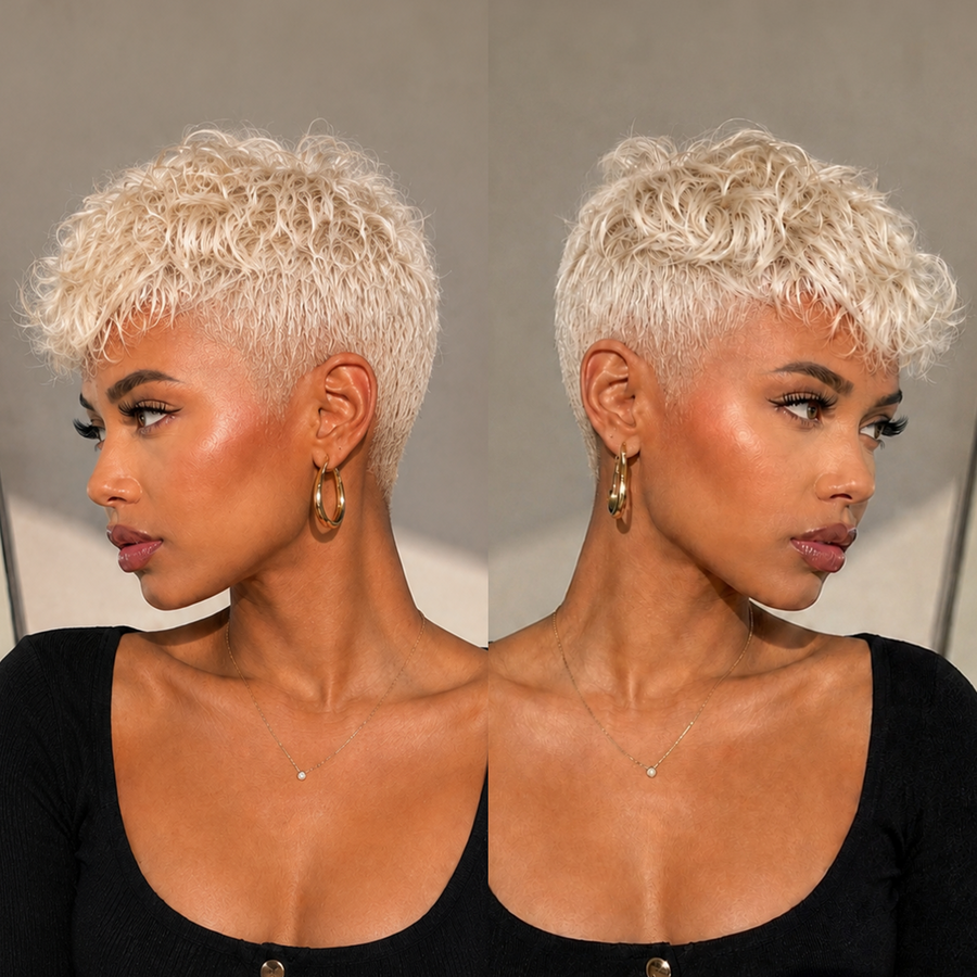 White Natural Style Pixie Cut Wig