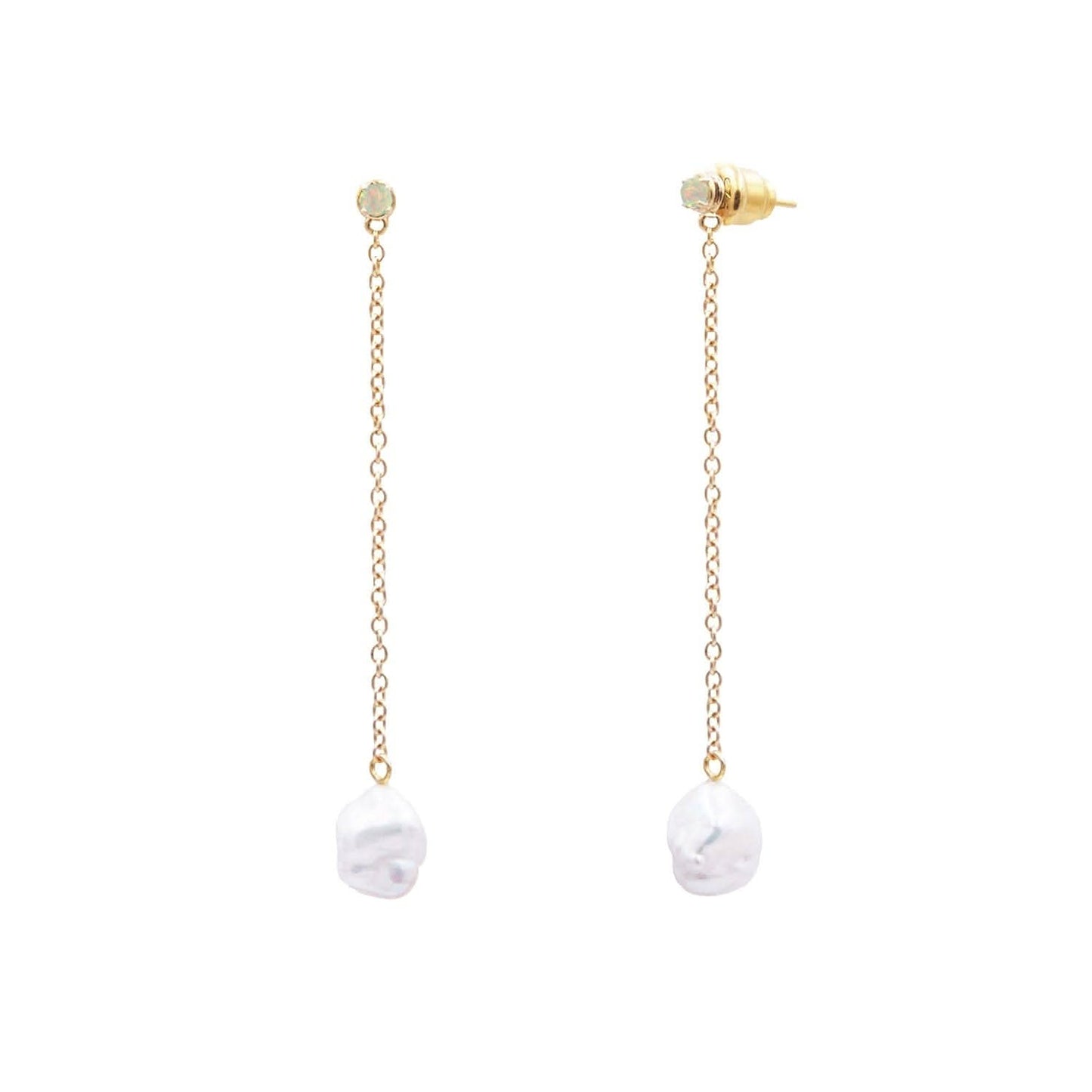 Floating Pearl and Opal Drop Earrings