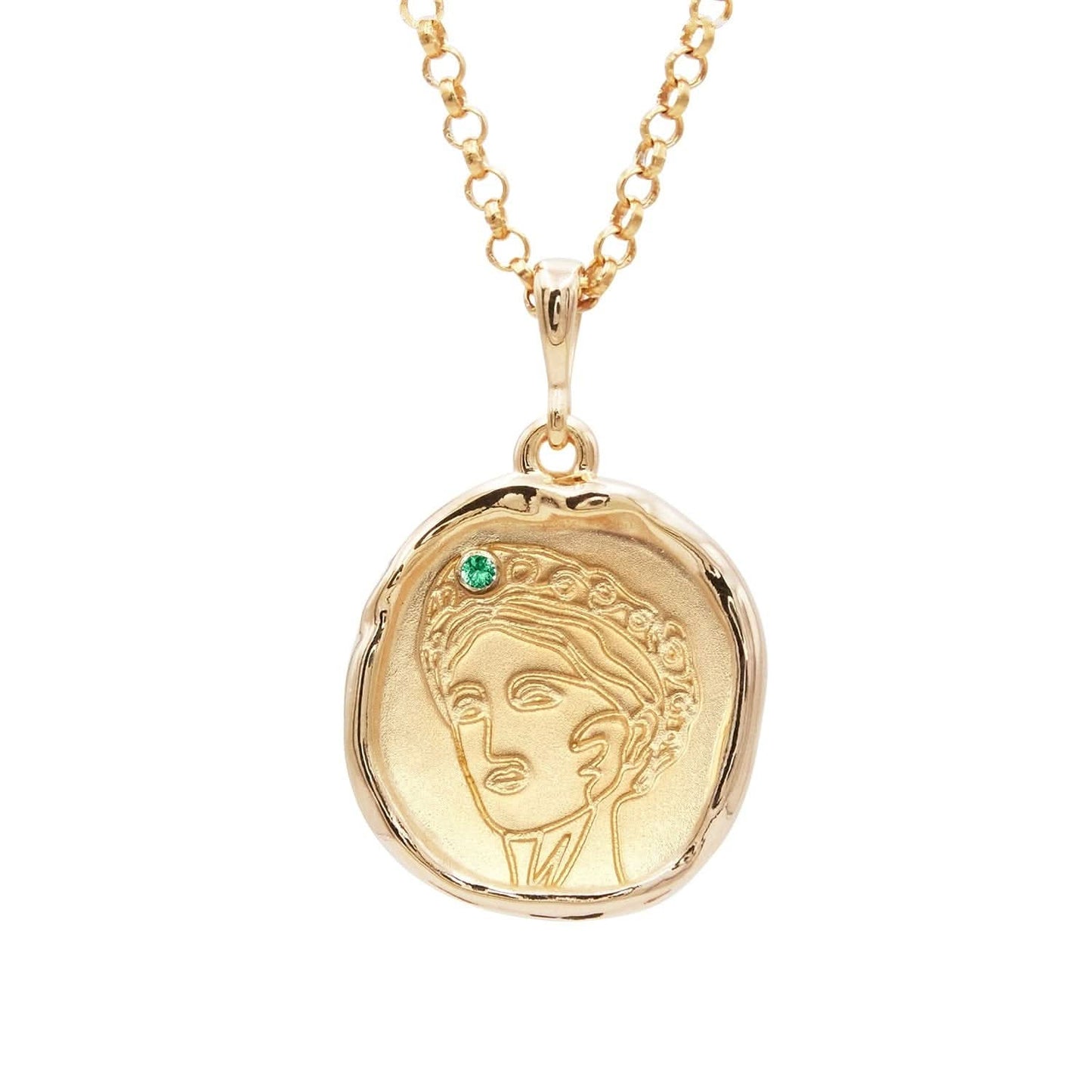 Gaia Goddess of Motherhood Necklace with Emerald