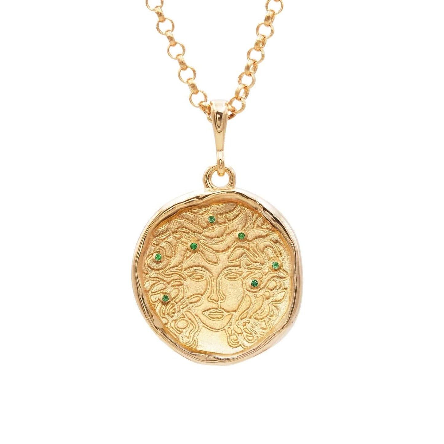 Medusa 7 Emerald Medallion Necklace