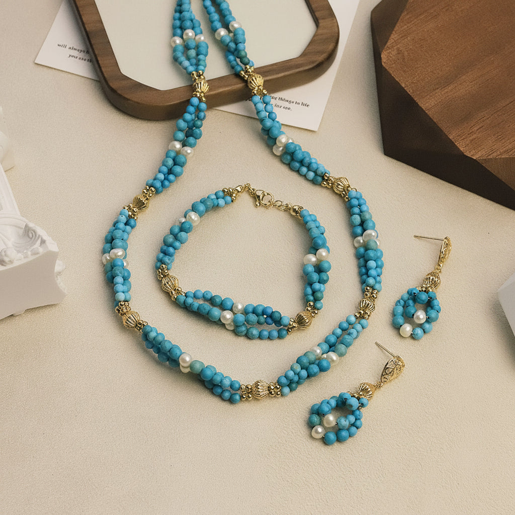Original Design Natural Turquoise Three-Piece Set