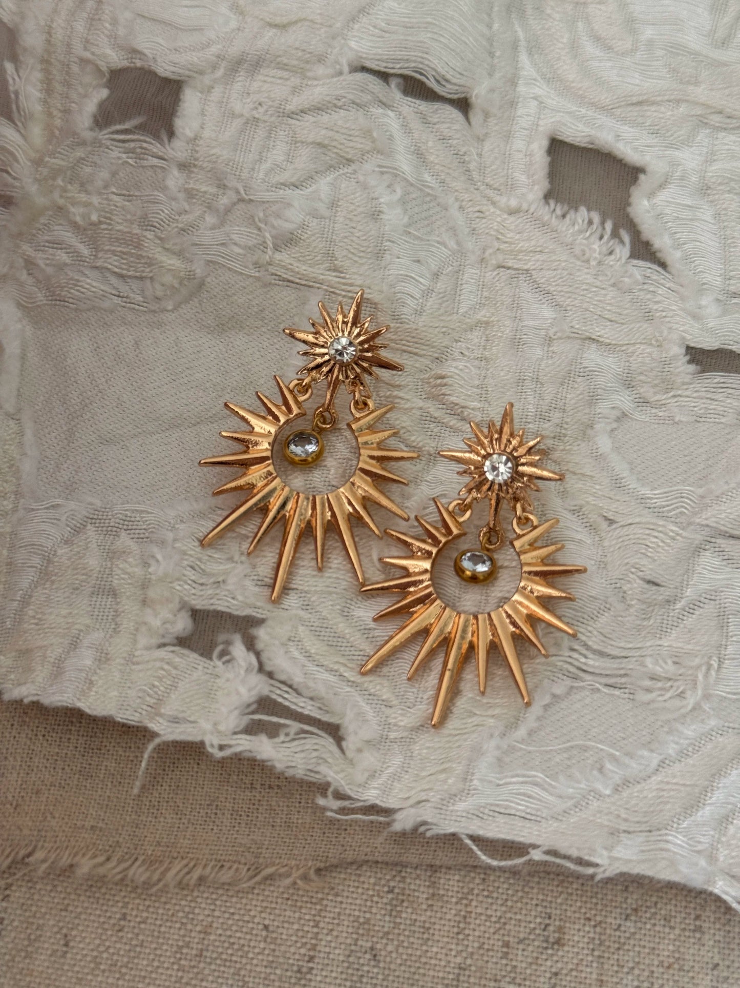 Vintage starburst cubic zirconia earrings