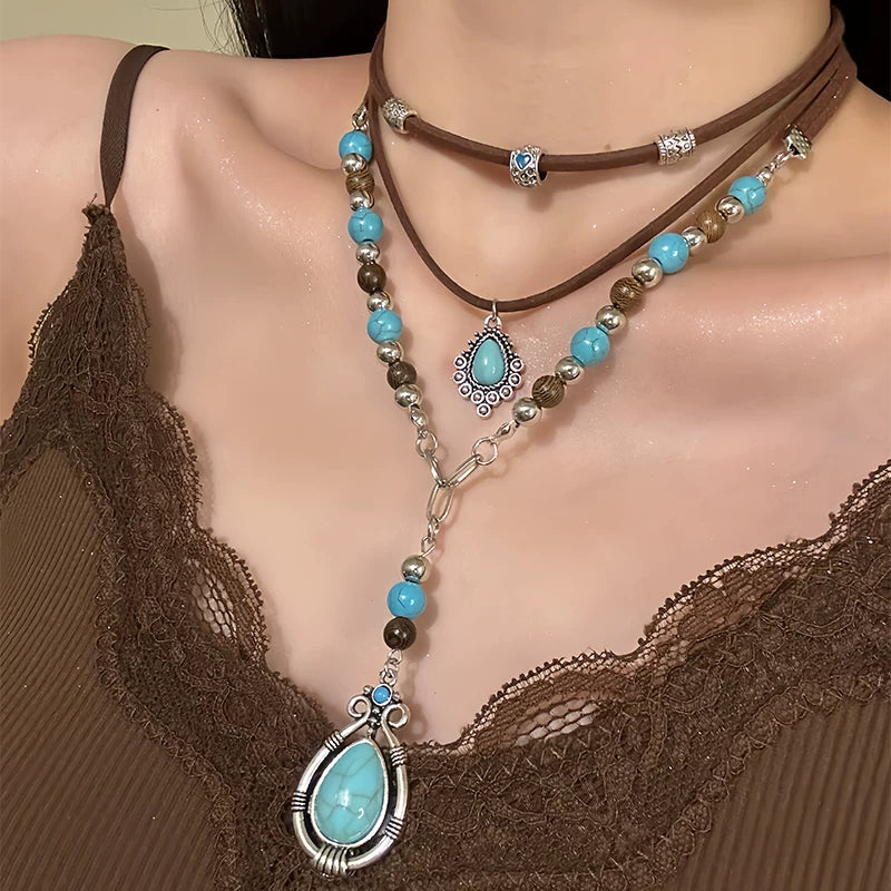 Multi-layered turquoise necklace