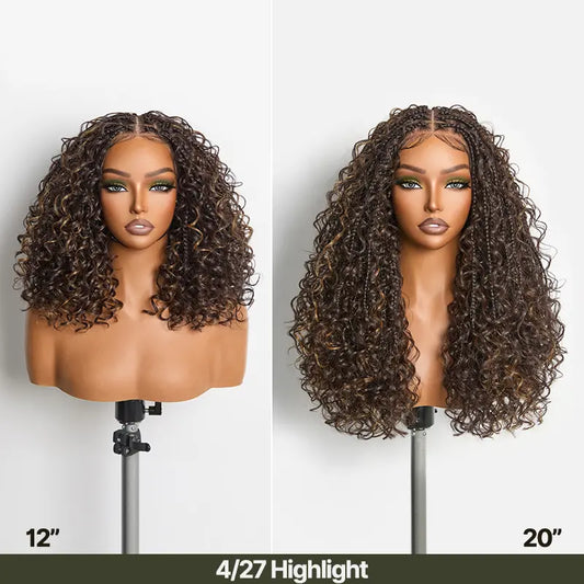 Fiber Braided Top Water Wave Wig 13x6 Lace Front | Glueless, Wear & Go, Boho Braids Water Wave Wig – Premium Fiber, Beginner Friendly