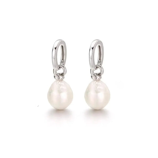 2-in-1 Detachable Baroque Pearl Twisted Rope Huggie Hoops