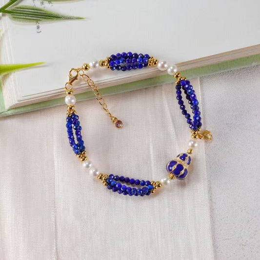 Forbidden City Hulu Bracelet – Lapis Lazuli & Pearl | BodhiBloom