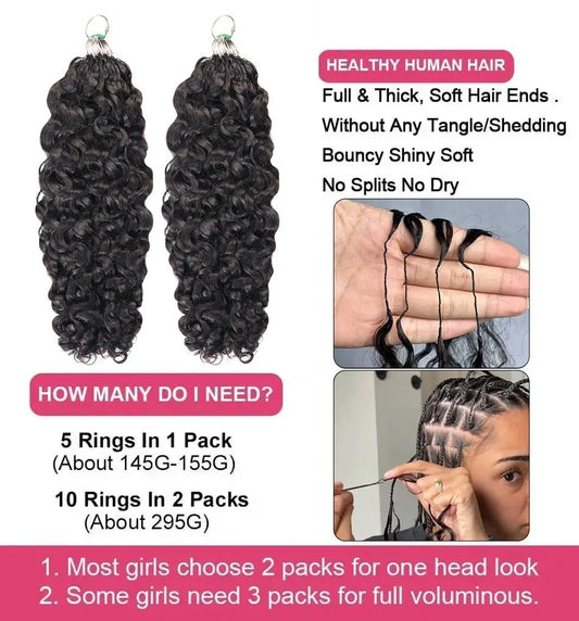 【Crochet Hair】Natural Wave Knotless Crochet Braids Human Hair Pre-looped Extensions Lightweight & Reusable