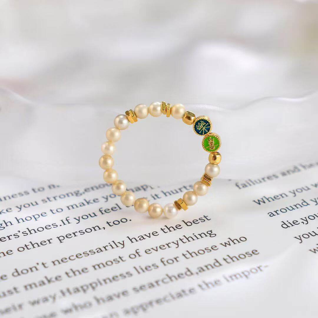 Joyful Blessing Pearl Ring – Cloisonné Enamel Edition