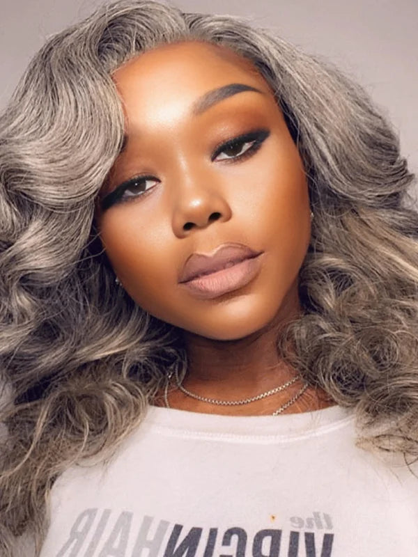 5x5 Salt & Pepper Body Wave Glueless Bob Wig 100% Human Hair