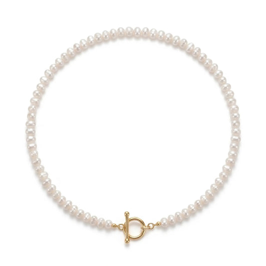 Mini Baroque Pearl Necklace with Toggle Clasp - Dainty 3-3.5mm Tiny Freshwater Pearl Choker