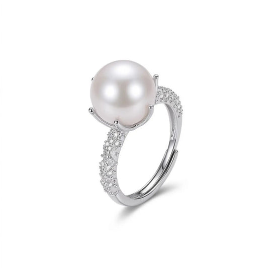 9-9.5mm White Freshwater Adjustable Pearl Ring