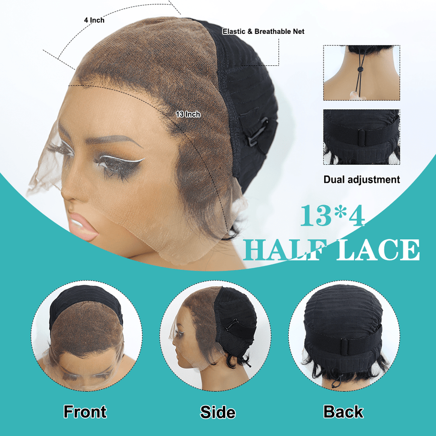 Side Part Fasion Pixie Cut Sexy Wave Lace Wig