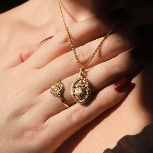 Ancient Scarab Solid Gold Ring