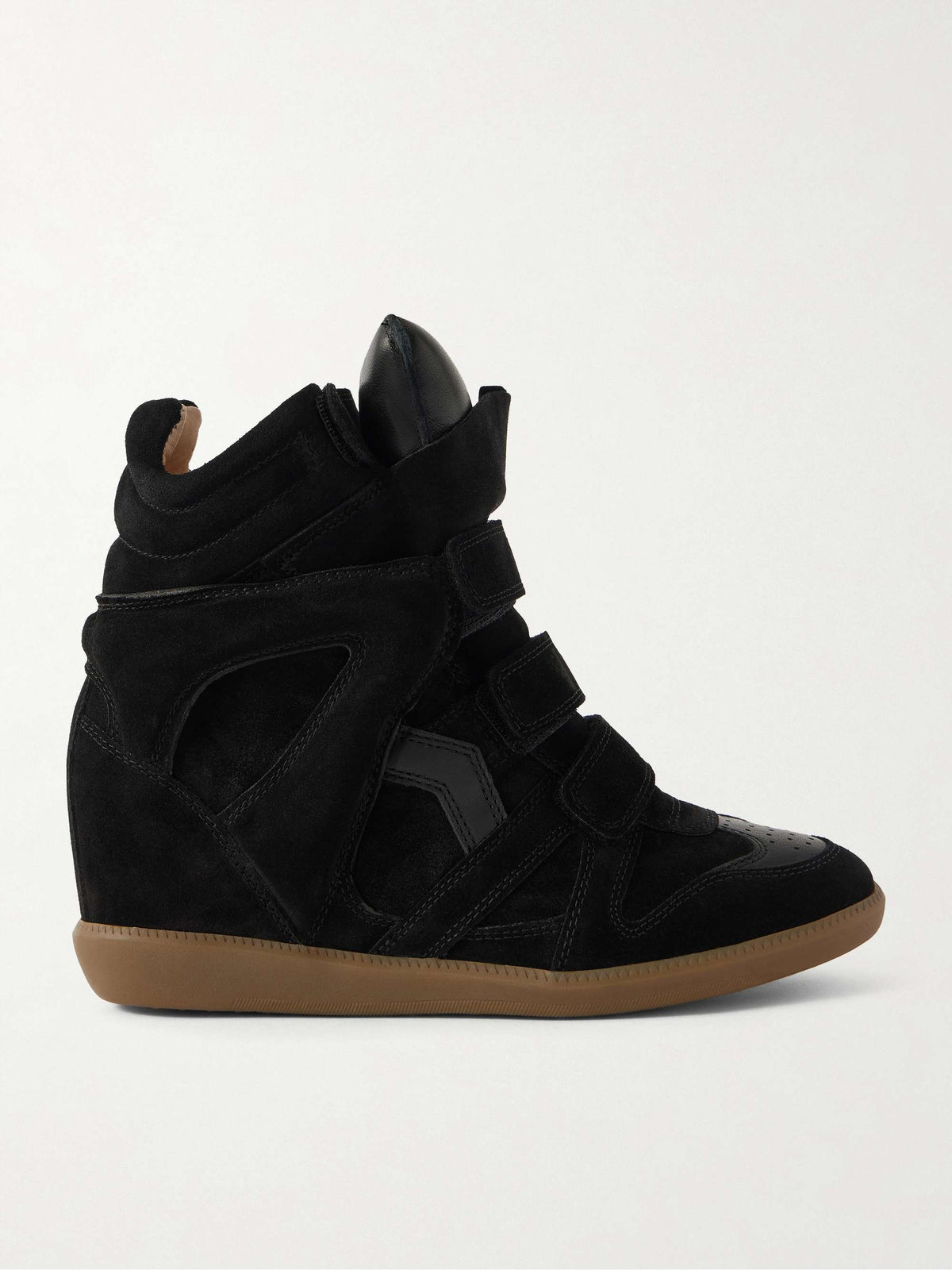 Bekett leather-trimmed suede high-top wedge sneakers