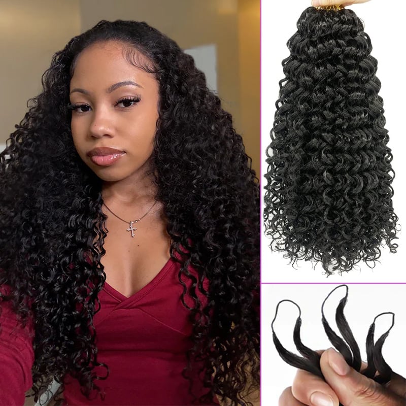 Water Wave Half Wig with Crochet Hair Bundles Invisi Hairline Wear & Go Glueless Human Hair Wig for Beginners