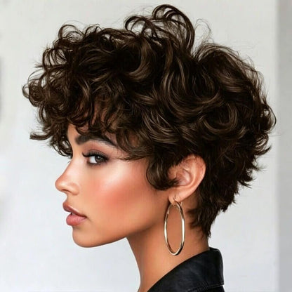 3 Seconds Wear Pixie Cut Wig Human Hair Glueless Short Curly Wig Pre Plucked for Black Women