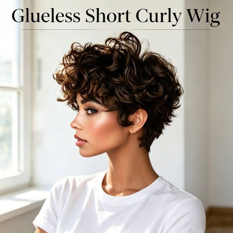 3 Seconds Wear Pixie Cut Wig Human Hair Glueless Short Curly Wig Pre Plucked for Black Women