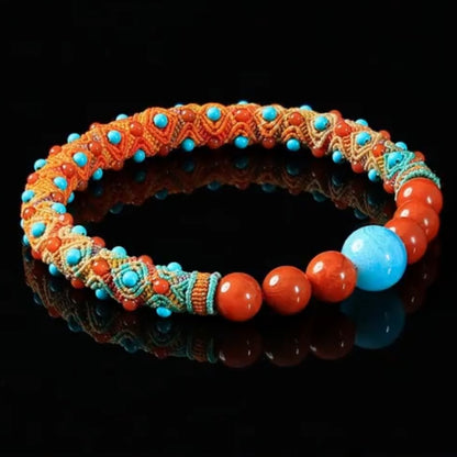 Teal meets crimson Turquoise Bracelet