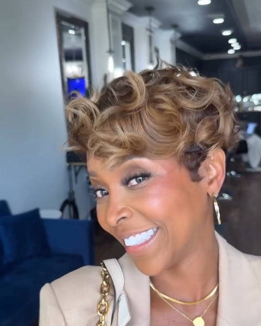 Highlight Wavy Short Curly Pixie Wig