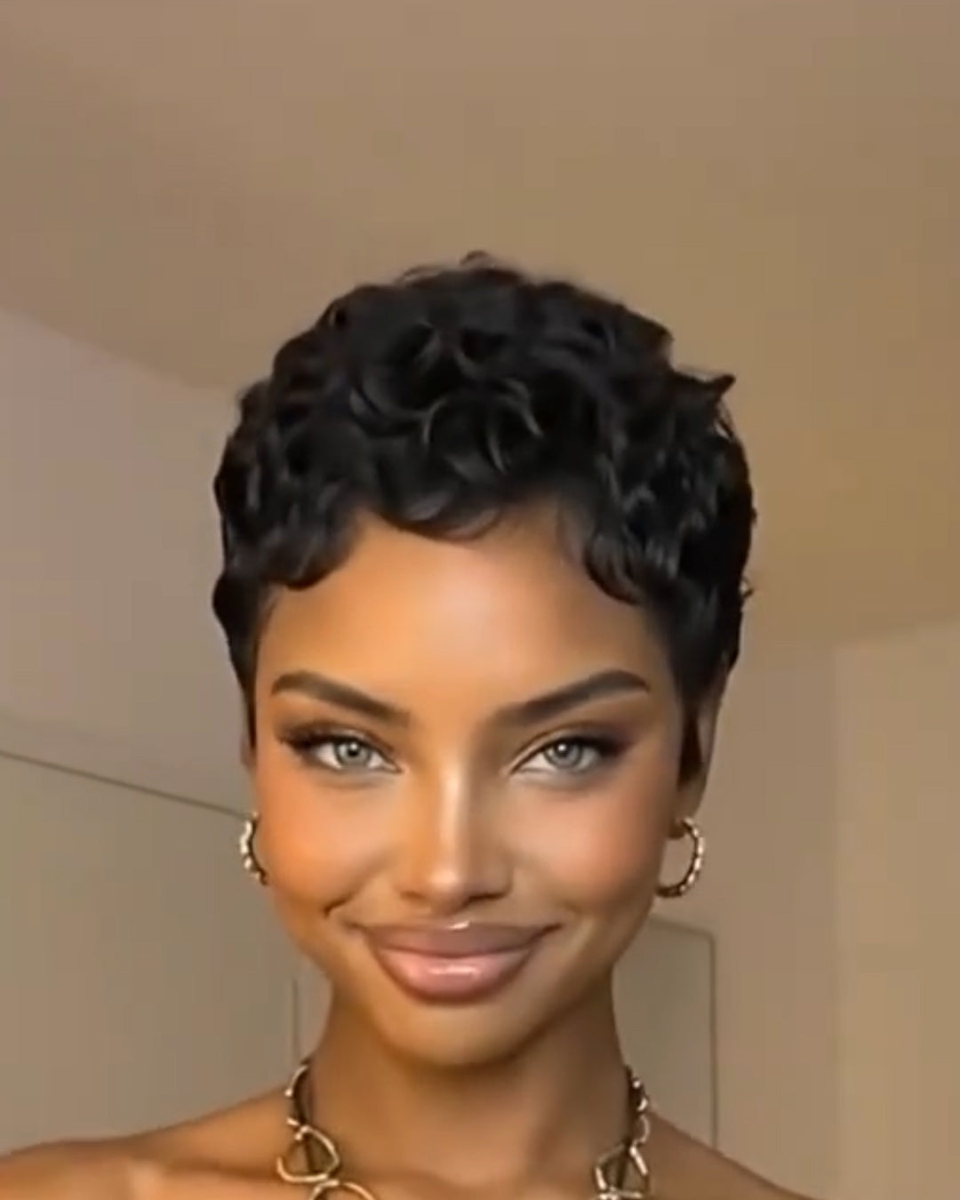 Short Pixie Cut Egg Wavy Curly Bomb Wig