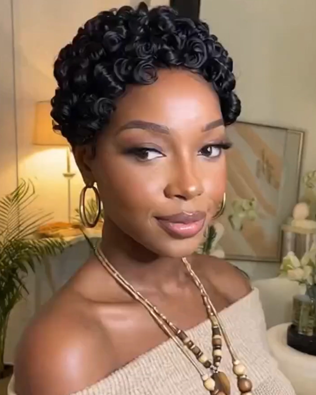 Cut Egg Wavy Curly Bomb Short Pixie