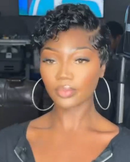 Pre-Cut Curly-hair Pixie