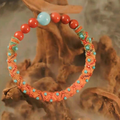 Teal meets crimson Turquoise Bracelet