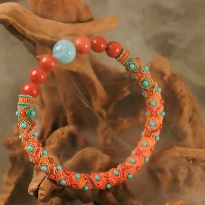 Teal meets crimson Turquoise Bracelet