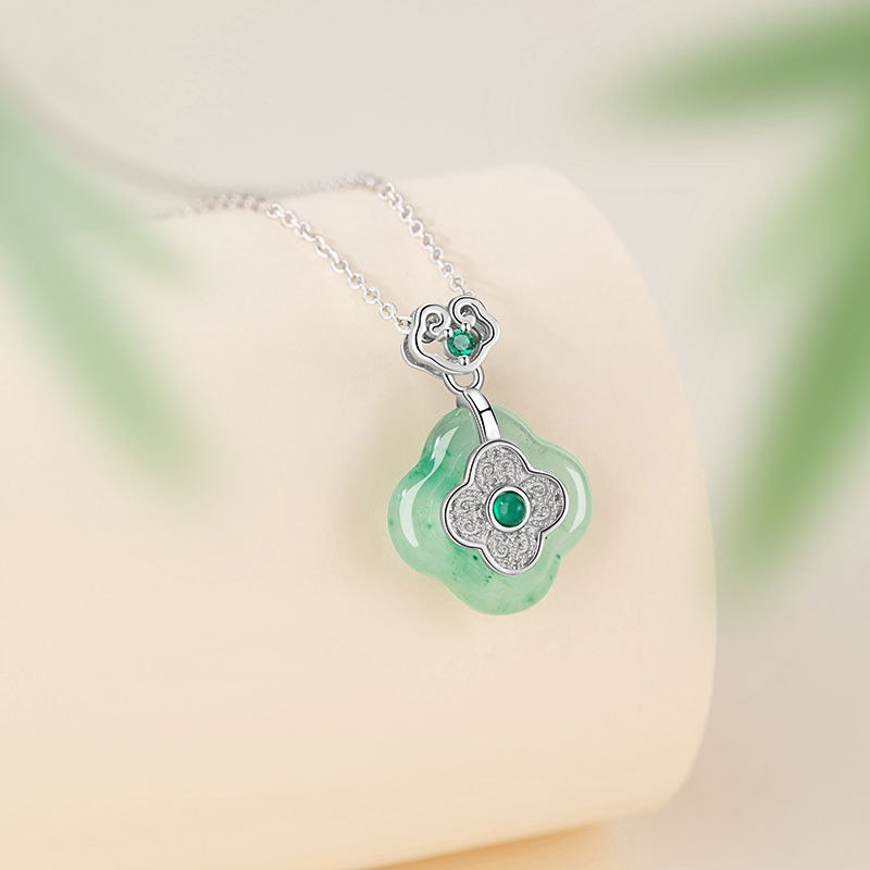 Mountain Mist African Jade Lucky Clover Necklace