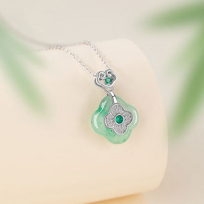 Mountain Mist African Jade Lucky Clover Necklace