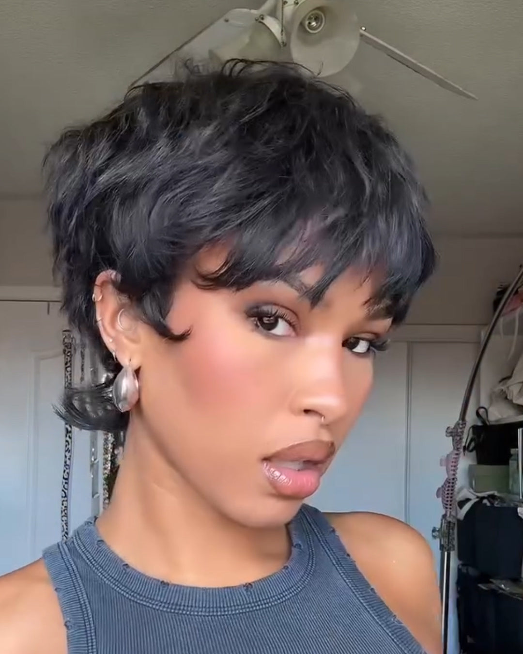 Natural Black Short Pixie Wig