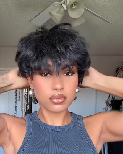Natural Black Short Pixie Wig