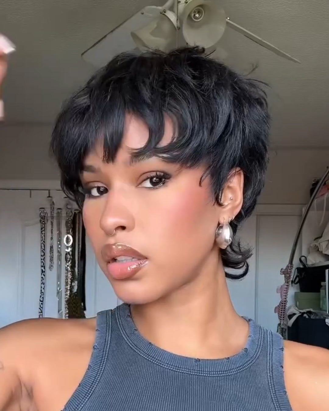 Natural Black Short Pixie Wig