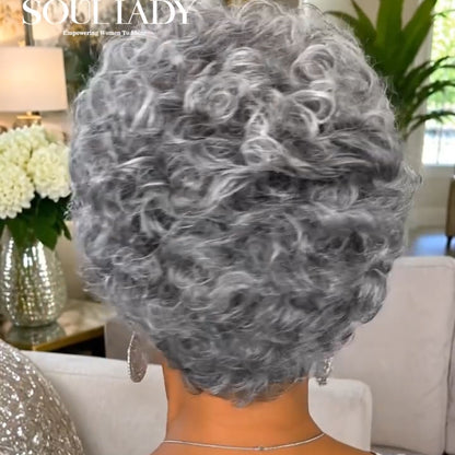 Salt & Pepper Short Curly Pixie Wig
