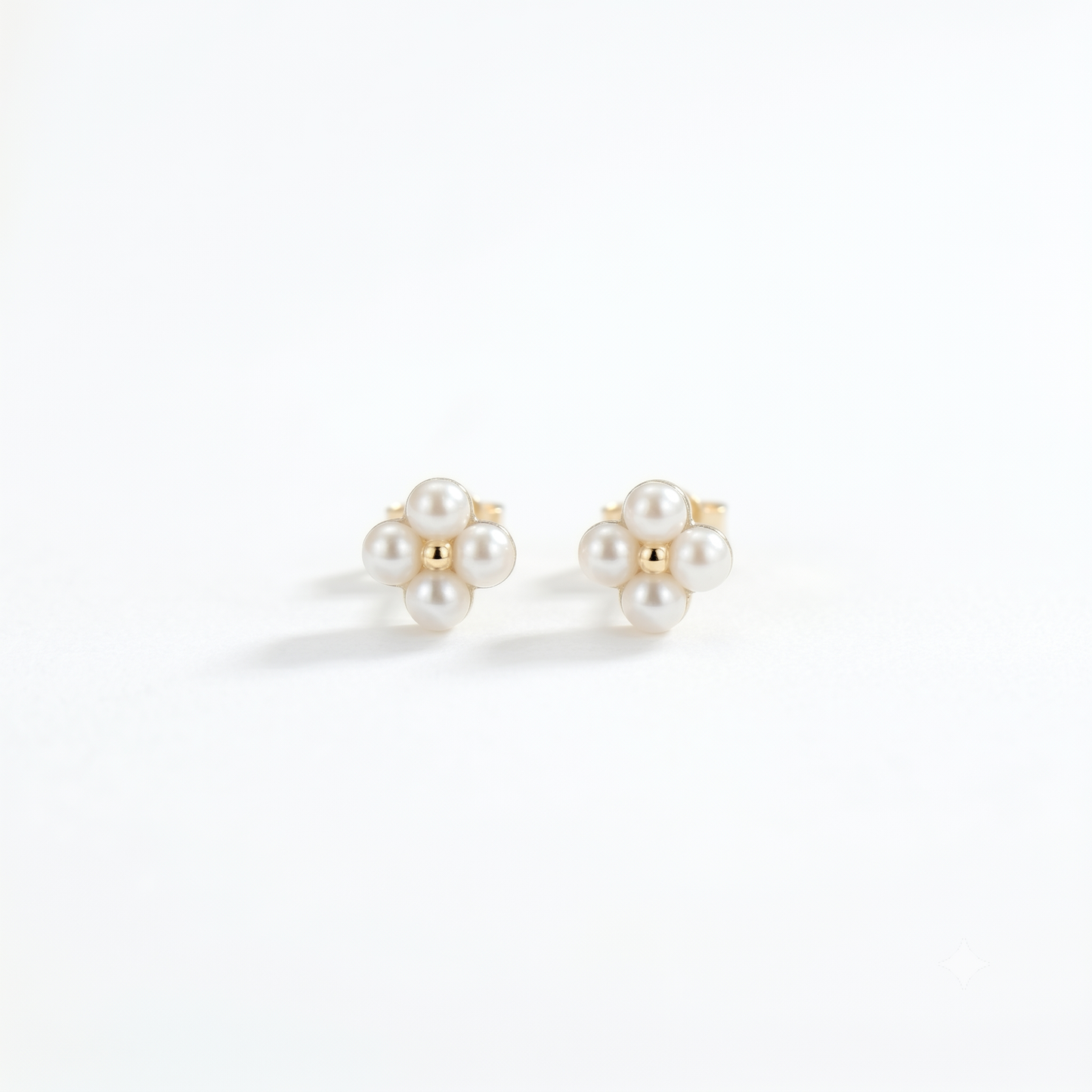 Dainty 18K Solid Gold Berry Pearl Station Earrings for Women