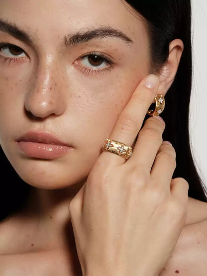 Antique Gold Celestial Starburst Ring