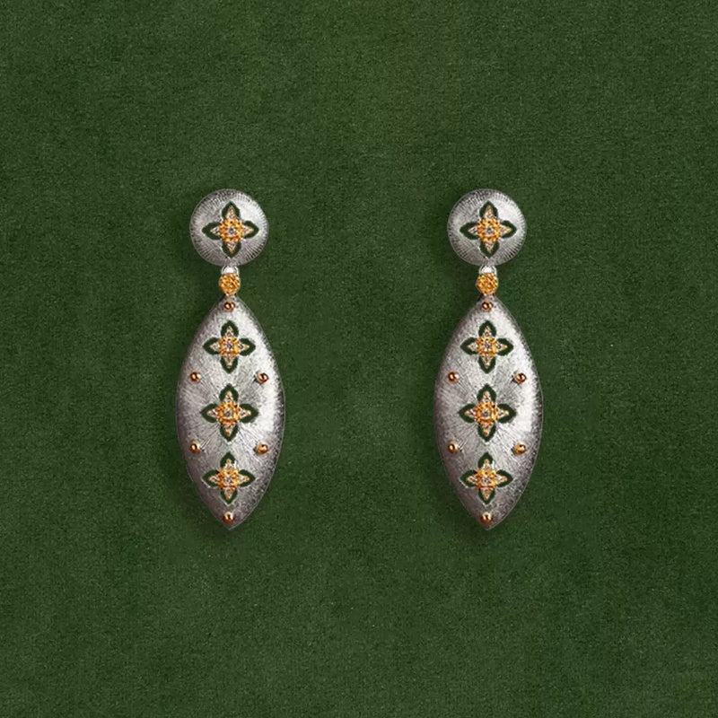 The Vintage Brushed Silk Marquise Drop Earrings