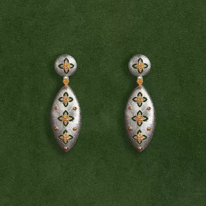 The Vintage Brushed Silk Marquise Drop Earrings
