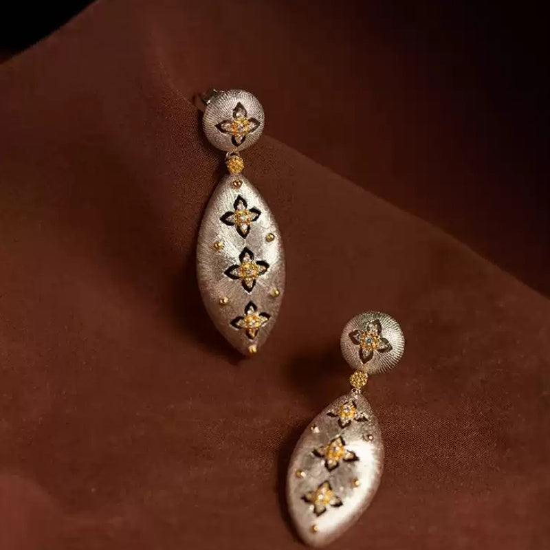 The Vintage Brushed Silk Marquise Drop Earrings