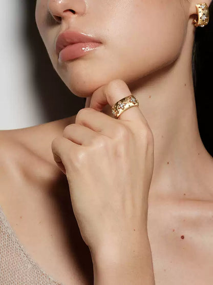 Antique Gold Celestial Starburst Ring