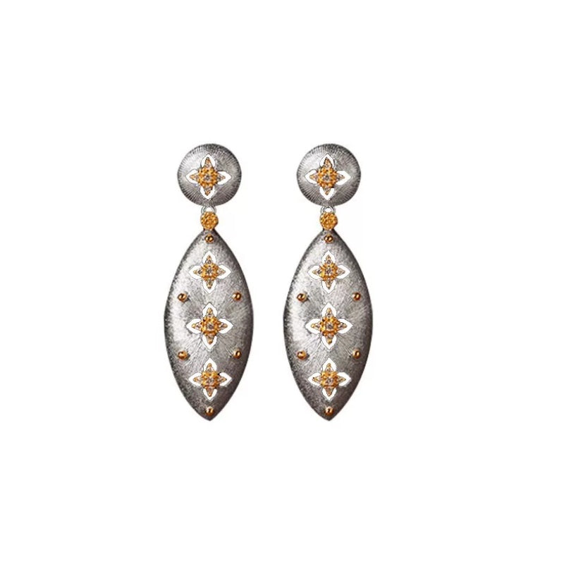 The Vintage Brushed Silk Marquise Drop Earrings